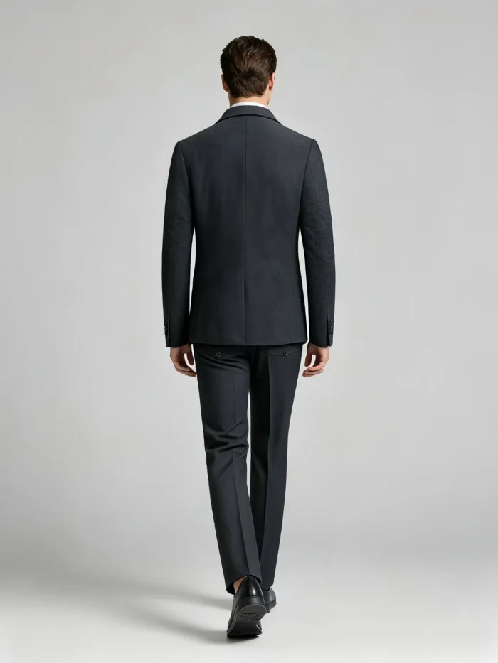 Men's Slim Fit Double Breasted Textured Suit Set - Image 3