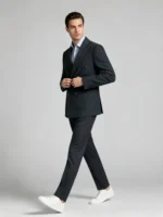 Men's Slim Fit Double Breasted Textured Suit Set - Image 2