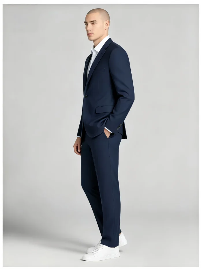 Men's Slim Fit 2 Piece Suit One-Button Notch Lapel Business Formal Interview Wedding Suit Set - Image 11