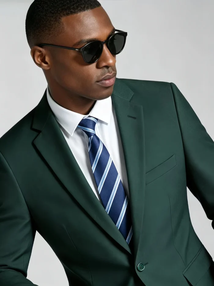 Men's Slim Fit 2 Piece Suit One-Button Notch Lapel Business Formal Interview Wedding Suit Set - Image 4