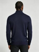 Men's Solid Quarter Zip Mock Neck Knit Sweater Soft Warm Business Casual Layering Pullover - Image 4