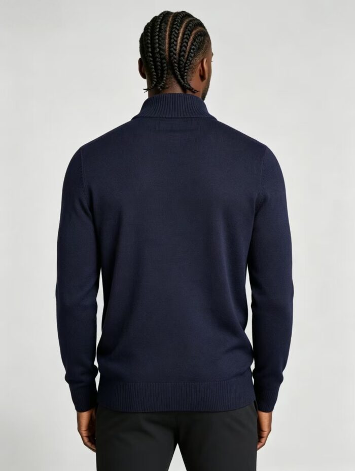 Men's Solid Quarter Zip Mock Neck Knit Sweater Soft Warm Business Casual Layering Pullover - Image 4