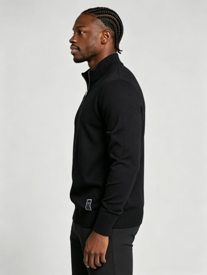 Men's Solid Quarter Zip Mock Neck Knit Sweater Soft Warm Business Casual Layering Pullover - Image 7