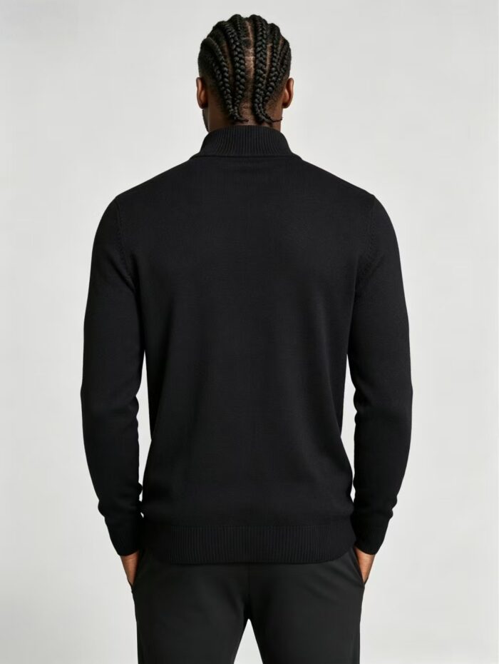 Men's Solid Quarter Zip Mock Neck Knit Sweater Soft Warm Business Casual Layering Pullover - Image 8