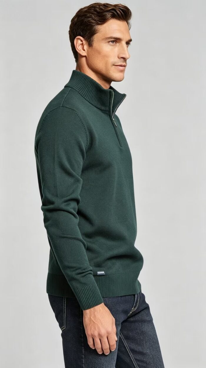 Men's Solid Quarter Zip Mock Neck Knit Sweater Soft Warm Business Casual Layering Pullover - Image 11