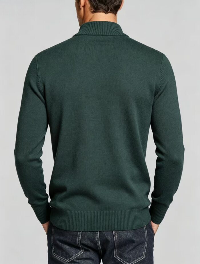 Men's Solid Quarter Zip Mock Neck Knit Sweater Soft Warm Business Casual Layering Pullover - Image 12