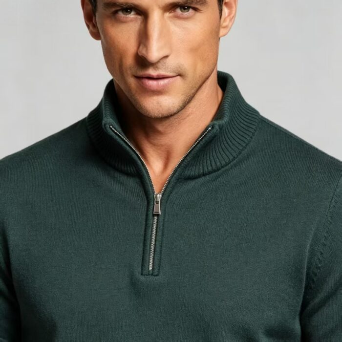 Men's Solid Quarter Zip Mock Neck Knit Sweater Soft Warm Business Casual Layering Pullover - Image 13