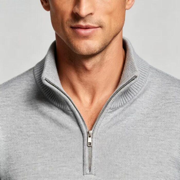 Men's Solid Quarter Zip Mock Neck Knit Sweater Soft Warm Business Casual Layering Pullover - Image 15