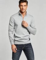 Men's Solid Quarter Zip Mock Neck Knit Sweater Soft Warm Business Casual Layering Pullover - Image 16