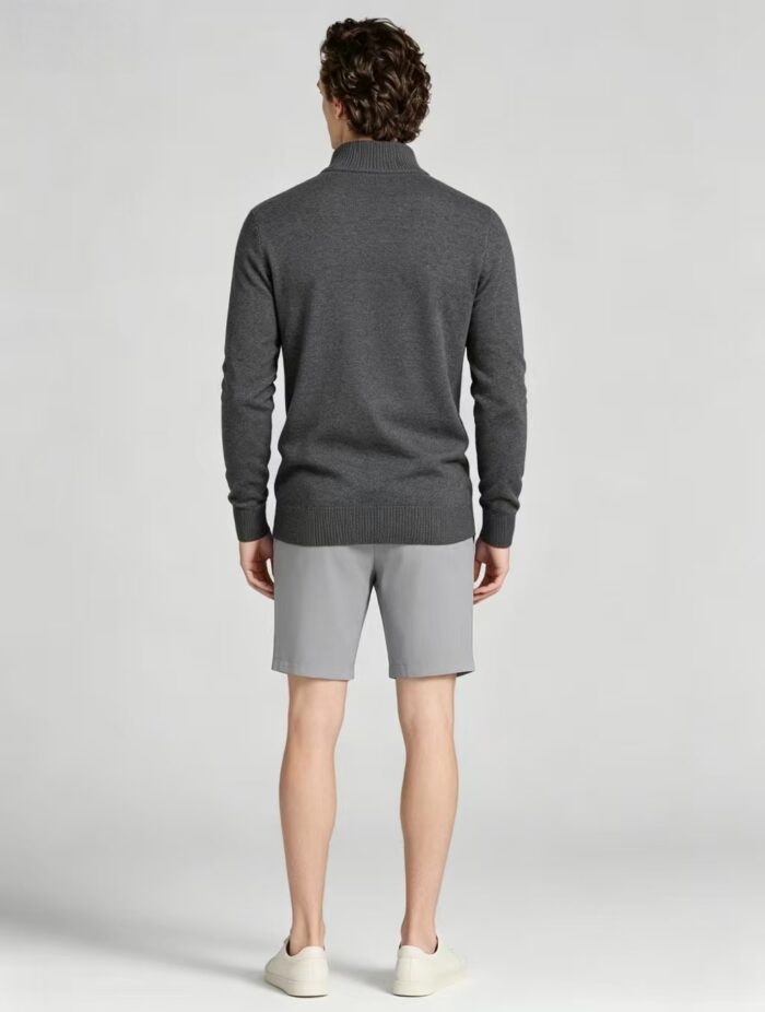 Men's Solid Quarter Zip Mock Neck Knit Sweater Soft Warm Business Casual Layering Pullover - Image 20
