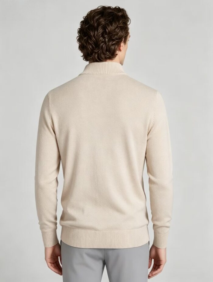 Men's Solid Quarter Zip Mock Neck Knit Sweater Soft Warm Business Casual Layering Pullover - Image 24