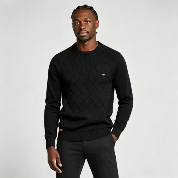 Men's Front Diamond Cable Knit Crew Neck Raglan Sleeve Sweater Soft Breathable Fall Winter Casual Layering Pullover - Image 6