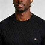 Men's Front Diamond Cable Knit Crew Neck Raglan Sleeve Sweater Soft Breathable Fall Winter Casual Layering Pullover - Image 8