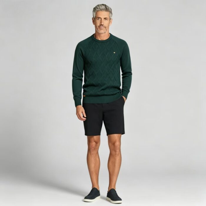 Men's Front Diamond Cable Knit Crew Neck Raglan Sleeve Sweater Soft Breathable Fall Winter Casual Layering Pullover - Image 10