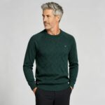 Men's Front Diamond Cable Knit Crew Neck Raglan Sleeve Sweater Soft Breathable Fall Winter Casual Layering Pullover - Image 11
