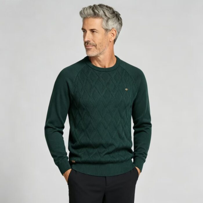 Men's Front Diamond Cable Knit Crew Neck Raglan Sleeve Sweater Soft Breathable Fall Winter Casual Layering Pullover - Image 11