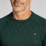 Men's Front Diamond Cable Knit Crew Neck Raglan Sleeve Sweater Soft Breathable Fall Winter Casual Layering Pullover - Image 13
