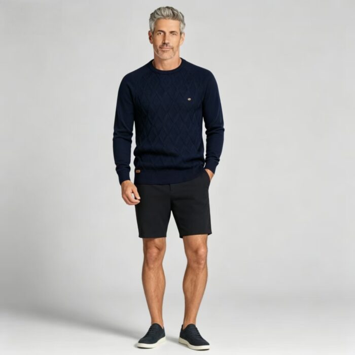 Men's Front Diamond Cable Knit Crew Neck Raglan Sleeve Sweater Soft Breathable Fall Winter Casual Layering Pullover - Image 14