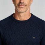 Men's Front Diamond Cable Knit Crew Neck Raglan Sleeve Sweater Soft Breathable Fall Winter Casual Layering Pullover - Image 17