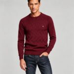 Men's Front Diamond Cable Knit Crew Neck Raglan Sleeve Sweater Soft Breathable Fall Winter Casual Layering Pullover - Image 18