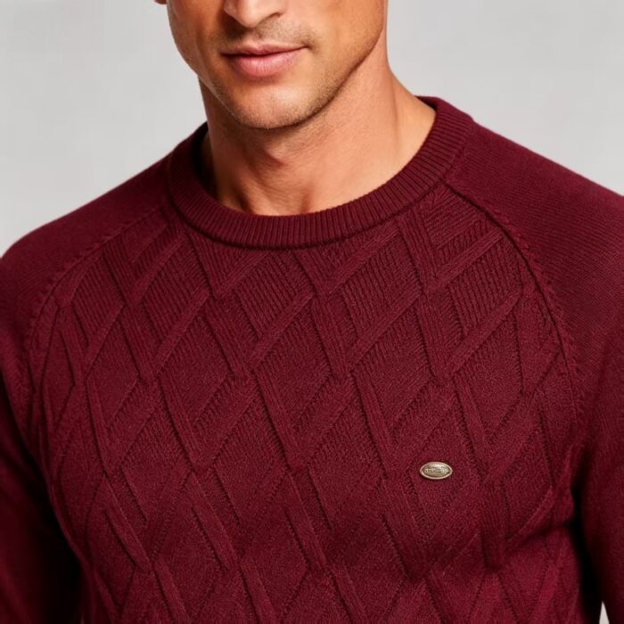 Men's Front Diamond Cable Knit Crew Neck Raglan Sleeve Sweater Soft Breathable Fall Winter Casual Layering Pullover - Image 20