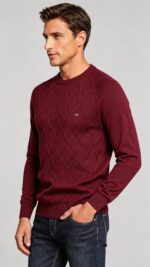 Men's Front Diamond Cable Knit Crew Neck Raglan Sleeve Sweater Soft Breathable Fall Winter Casual Layering Pullover - Image 21