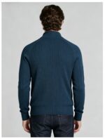 Men's Full Zip Stand Collar Diamond Textured Knit Cardigan Raglan Sleeve Warm Business Casual Knit Jacket - Image 9