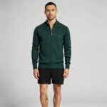 Men's Full Zip Stand Collar Diamond Textured Knit Cardigan Raglan Sleeve Warm Business Casual Knit Jacket - Image 10