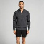 Men's Full Zip Stand Collar Diamond Textured Knit Cardigan Raglan Sleeve Warm Business Casual Knit Jacket - Image 18