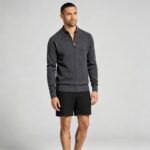 Men's Full Zip Stand Collar Diamond Textured Knit Cardigan Raglan Sleeve Warm Business Casual Knit Jacket - Image 19
