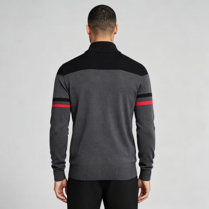 Men's Soft Stretch Color Block Zip Knit Cardigan Multi Occasion Breathable Daily Travel Lightweight Outer Sweater - Image 3