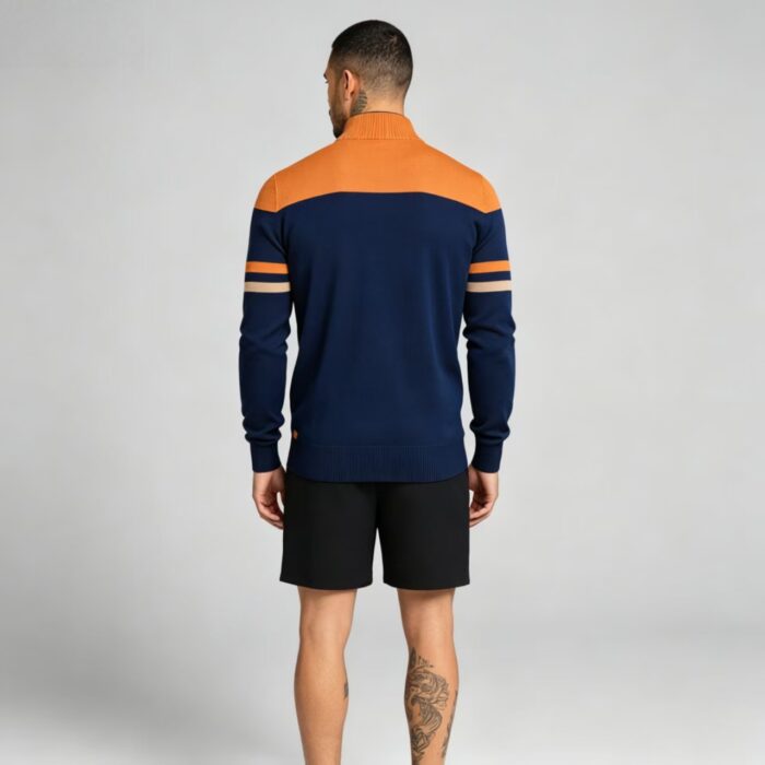 Men's Soft Stretch Color Block Zip Knit Cardigan Multi Occasion Breathable Daily Travel Lightweight Outer Sweater - Image 7