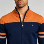 Men's Soft Stretch Color Block Zip Knit Cardigan Multi Occasion Breathable Daily Travel Lightweight Outer Sweater - Image 9