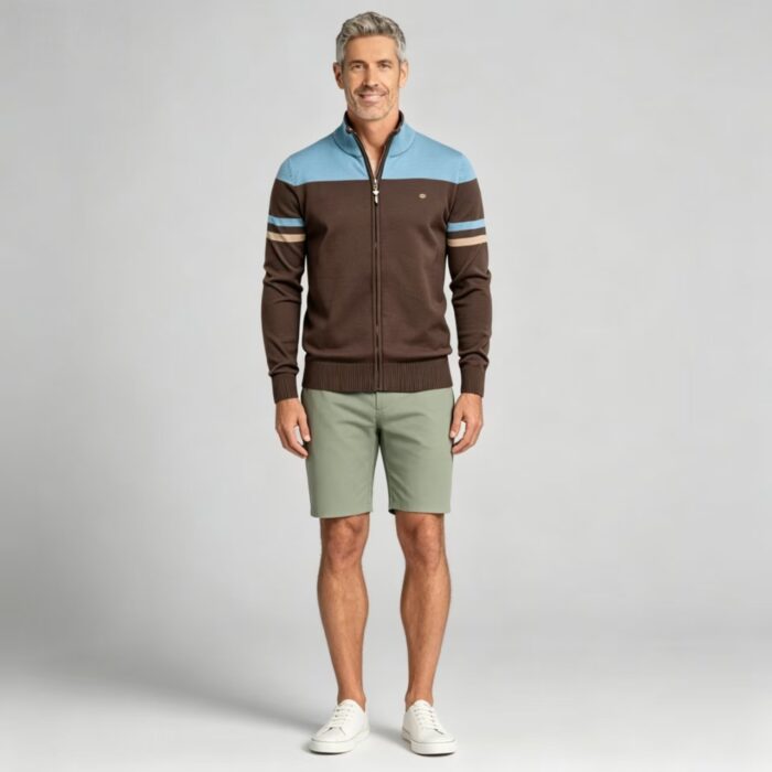 Men's Soft Stretch Color Block Zip Knit Cardigan Multi Occasion Breathable Daily Travel Lightweight Outer Sweater - Image 10