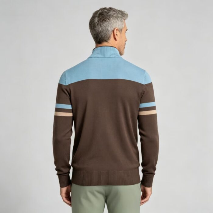 Men's Soft Stretch Color Block Zip Knit Cardigan Multi Occasion Breathable Daily Travel Lightweight Outer Sweater - Image 11