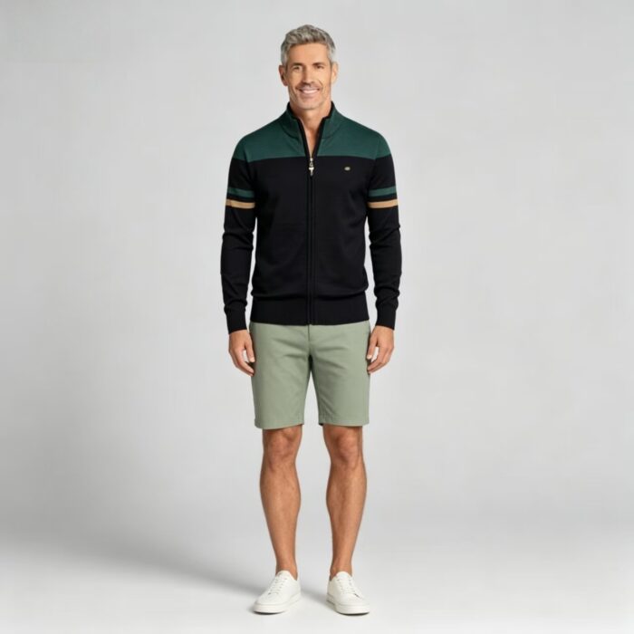Men's Soft Stretch Color Block Zip Knit Cardigan Multi Occasion Breathable Daily Travel Lightweight Outer Sweater - Image 14