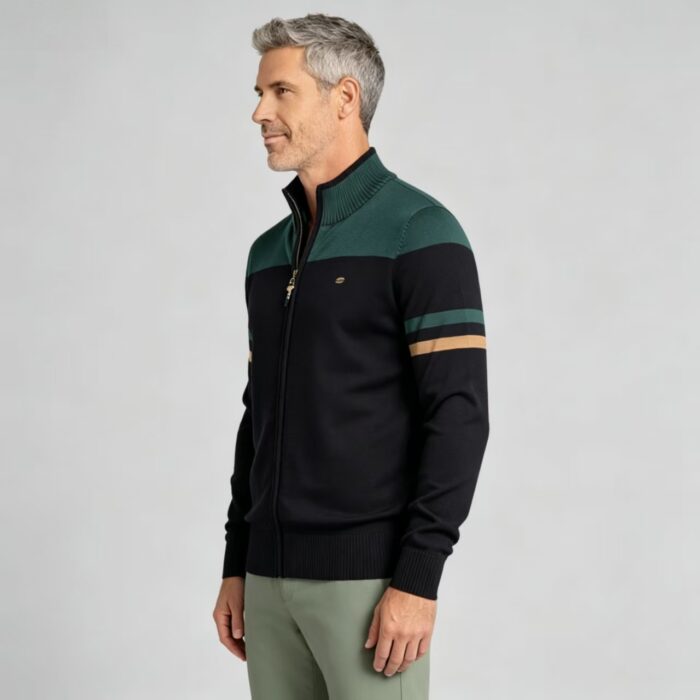 Men's Soft Stretch Color Block Zip Knit Cardigan Multi Occasion Breathable Daily Travel Lightweight Outer Sweater - Image 16