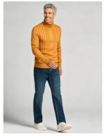 Men's Full Vertical Rib Fold Over Turtleneck Knit Sweater Slim Fit Warm Business Fall Winter Layering Pullover - Image 10