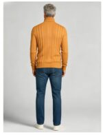 Men's Full Vertical Rib Fold Over Turtleneck Knit Sweater Slim Fit Warm Business Fall Winter Layering Pullover - Image 11