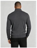 Men's Vertical Rib Quarter Zip Knit Sweater - Image 7