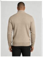 Men's Vertical Rib Quarter Zip Knit Sweater - Image 11