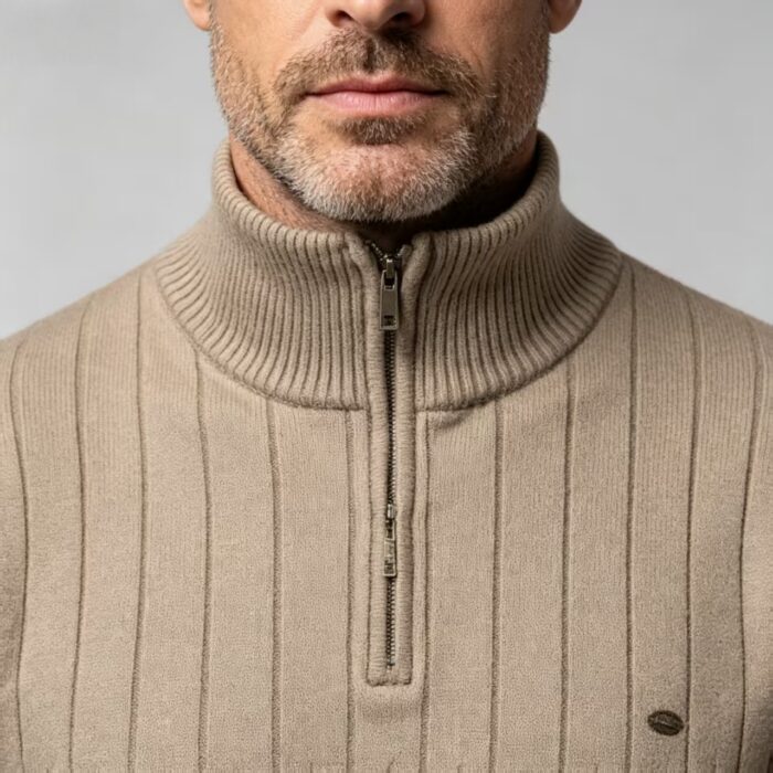 Men's Vertical Rib Quarter Zip Knit Sweater - Image 13