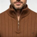 Men's Vertical Rib Quarter Zip Knit Sweater - Image 3