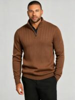 Men's Vertical Rib Quarter Zip Knit Sweater
