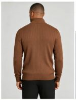 Men's Vertical Rib Quarter Zip Knit Sweater - Image 4