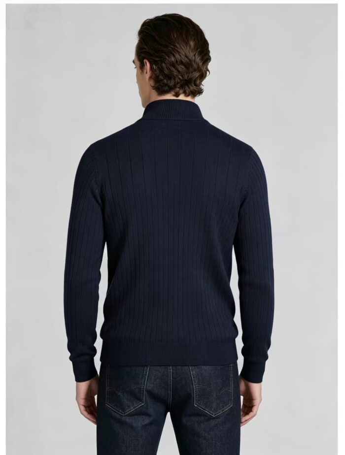 Men's Vertical Rib Quarter Zip Knit Sweater - Image 15