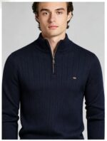 Men's Vertical Rib Quarter Zip Knit Sweater - Image 17
