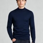 Men's Slim Fit Solid Soft Mock Neck Knit Sweater Lightweight Business Casual Fall Winter Layering Pullover