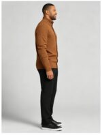 Men's Waffle Knit Stand Collar Cardigan - Image 7