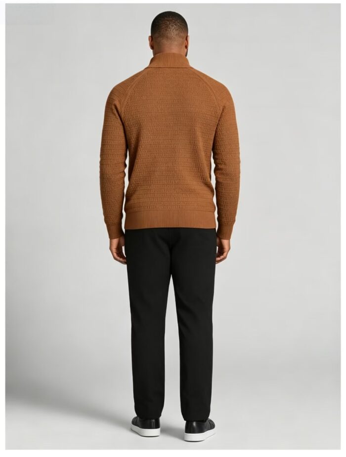 Men's Waffle Knit Stand Collar Cardigan - Image 9